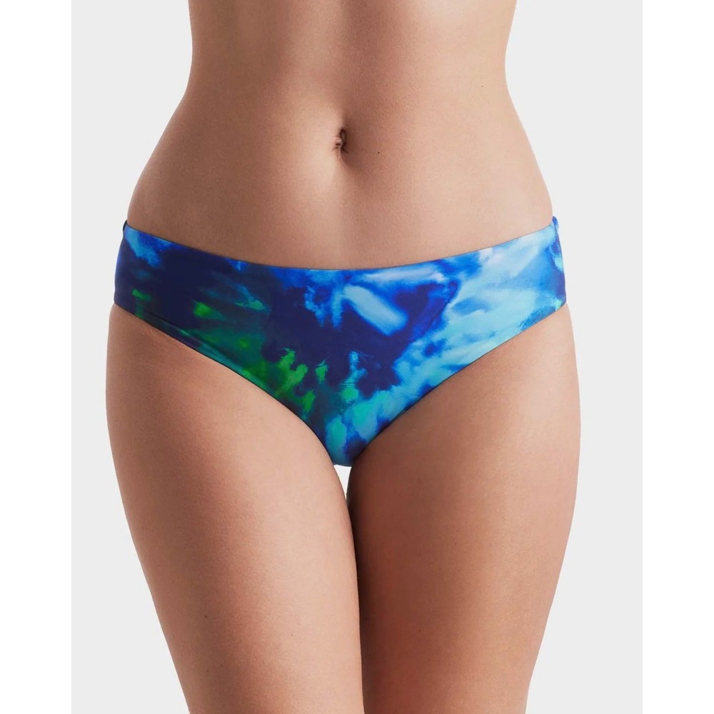 NWT Mimi Flamingo Logan Hipster Swim Bikini Bottom Tie Dye Blue Green 8 $54